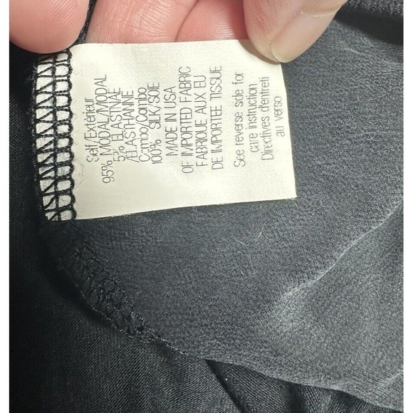 Theory Pullover Blouse Shirt Silk Blend Drape Accent Black Size Large - Picture 6 of 9